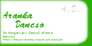aranka dancso business card